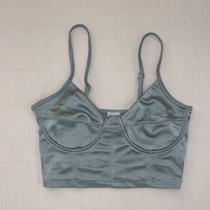 Garage Satin Light Blue Crop Top